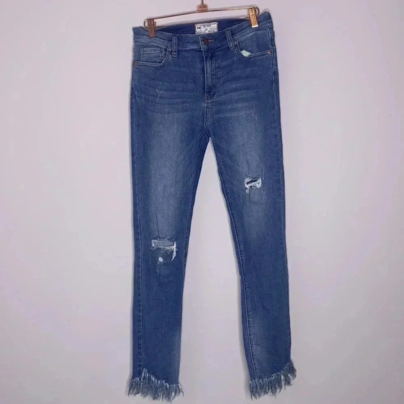Free People Great Heights Frayed Hem Long Skinny Jeans Size 27 - Picture 2 of 6